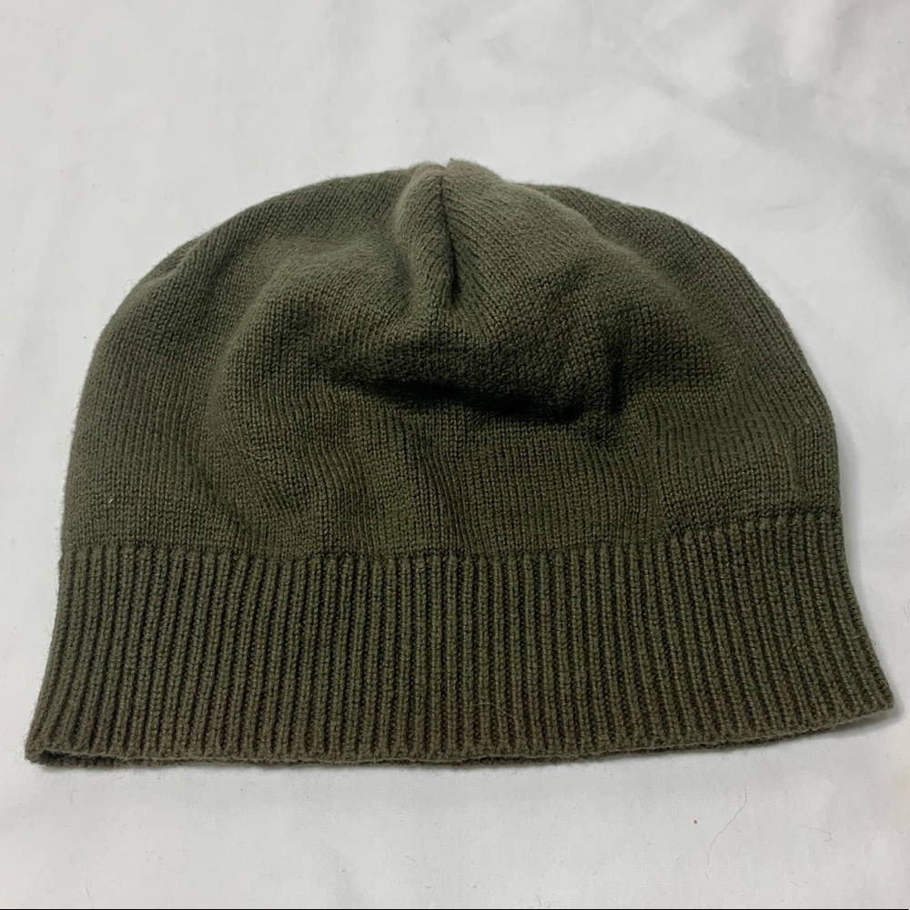 Cashmere cotton blend khaki beanie / toque